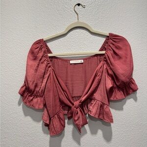 Burgundy tie front crop top size medium